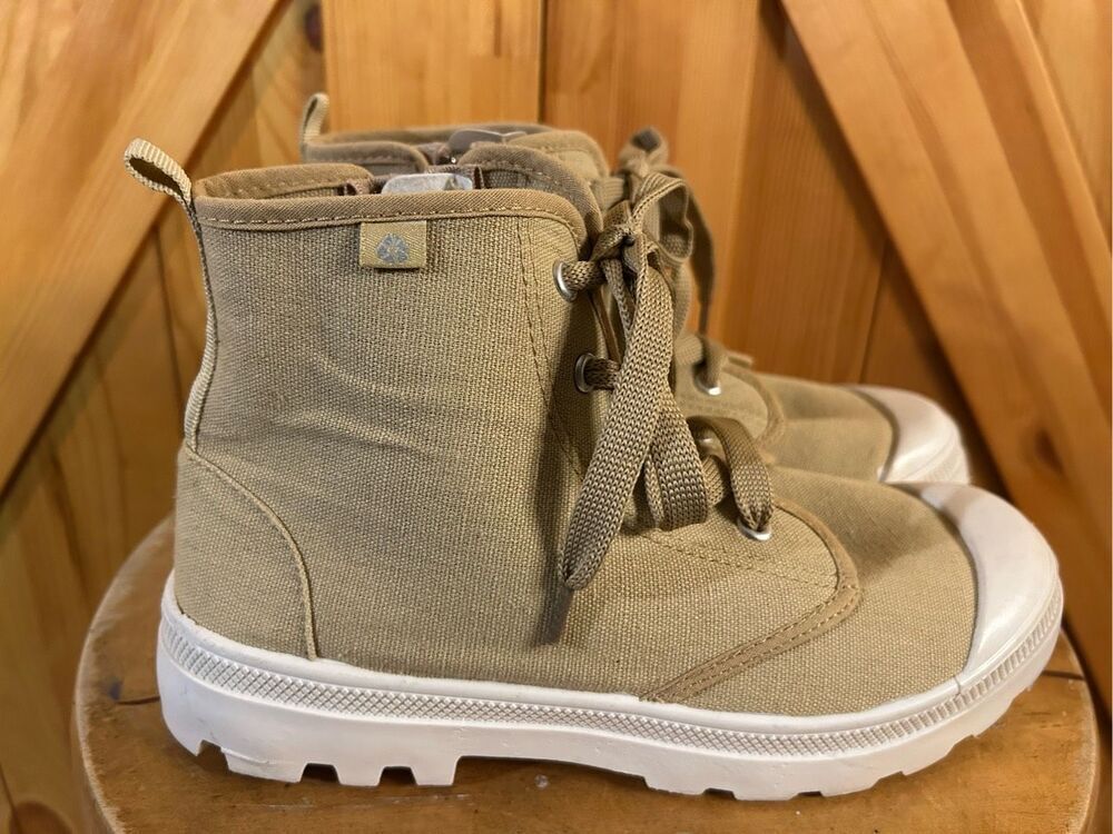 Tommy Bahama Khaki Canvas Side Zip Day Boots Womens Size 7.5